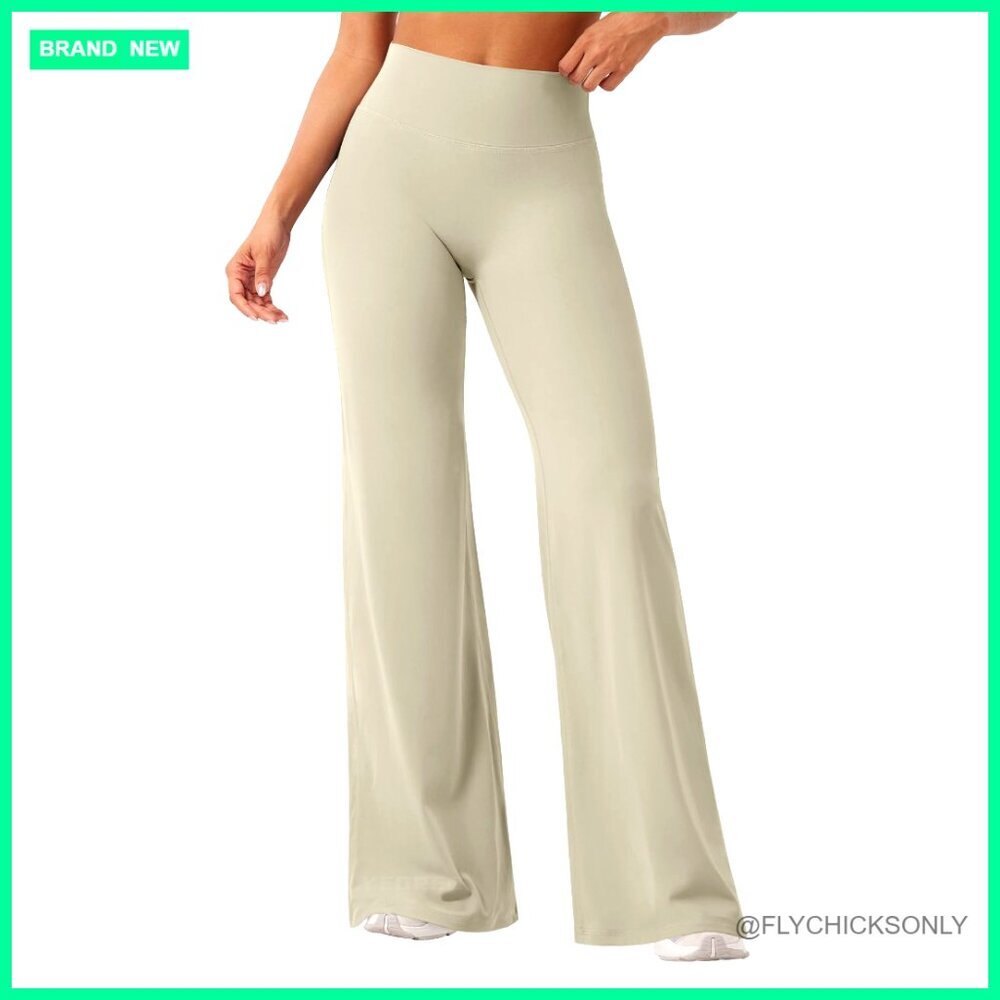 High Waist Straight Leg Workout Leggings No Front Seam 33" Inseam